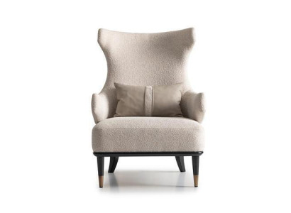 Luxurious Modern Wing Chair Armchair Single Seater Luxury Beige Fabric Modern Living room